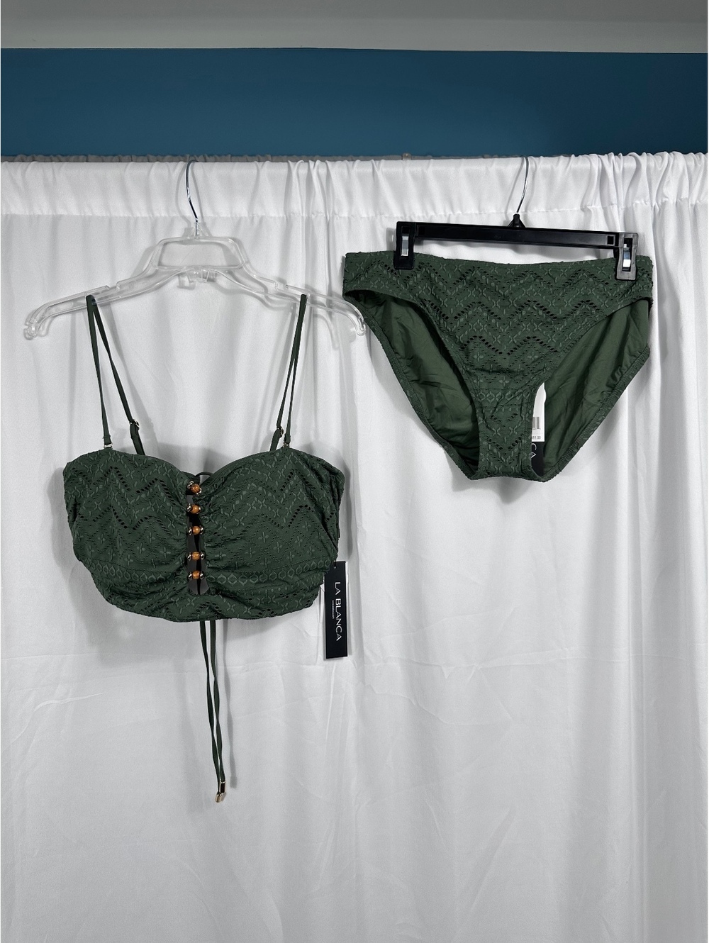 La Blanca Olive Green Lace Bikini Set Size 16